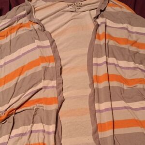 Torrid Super Soft Knit Cacoon Kimono in Orange Purple Gray And White
